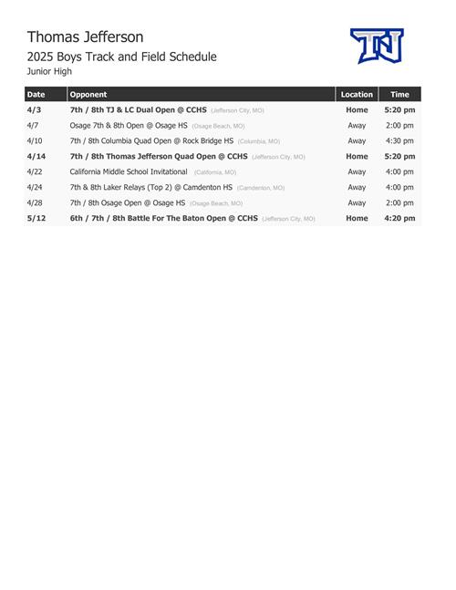 7/8 Schedule